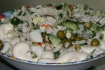 Рецепт. Салат из пекинской капусты, огурцов и зелёного горошка