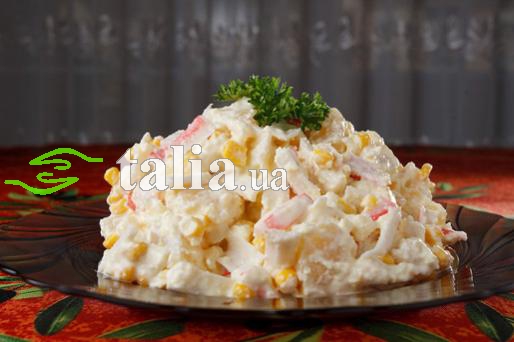 Рецепт. Салат крабовые палочки и кукуруза Рецепт. Салат крабовые палочки и кукуруза