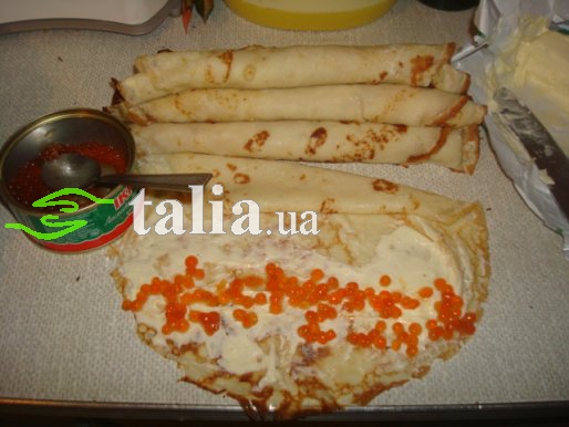 Рецепт. Блины с икрой (красной) Рецепт. Блины с икрой (красной)