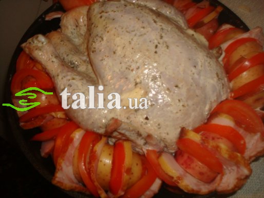 Рецепт. Запеченная курица с картошкой Рецепт. Запеченная курица с картошкой