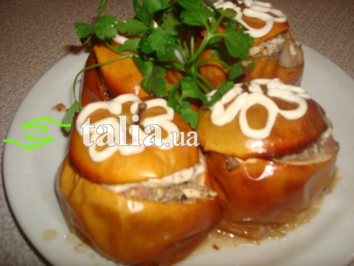 Рецепт. Запеченные яблоки с мясным фаршем Рецепт. Запеченные яблоки с мясным фаршем