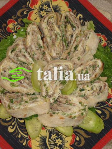Рецепт. Закуски из лаваша из рыбы Рецепт. Закуски из лаваша из рыбы