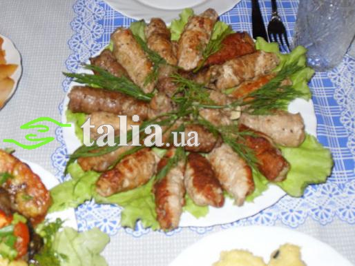Рецепт. Мясные пальчики. Крученики с грибами свиные Рецепт. Мясные пальчики. Крученики с грибами свиные