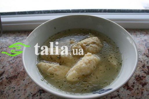 Рецепт. Суп с клецками из манной крупы Рецепт. Суп с клецками из манной крупы