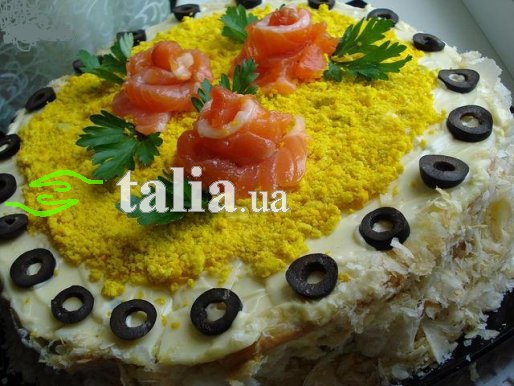 Рецепт. Закусочный пирог с яйцами и семгой (торт) Рецепт. Закусочный пирог с яйцами и семгой (торт)