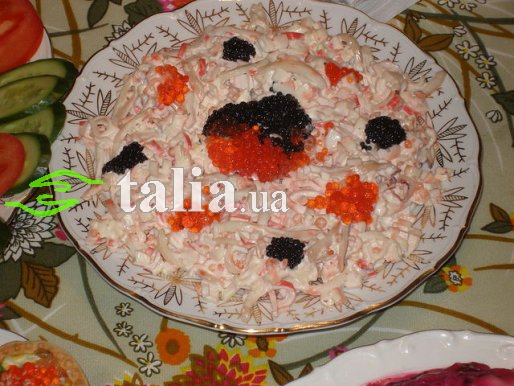 Рецепт. Салат ''Крабовые палочки с кальмарами''