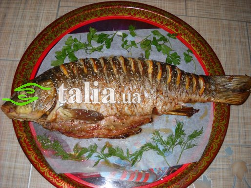 Рецепт. Запеченный карп (рыба в духовке)