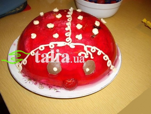 Рецепт. Торт ''Божья коровка'' с желе Рецепт. Торт ''Божья коровка'' с желе