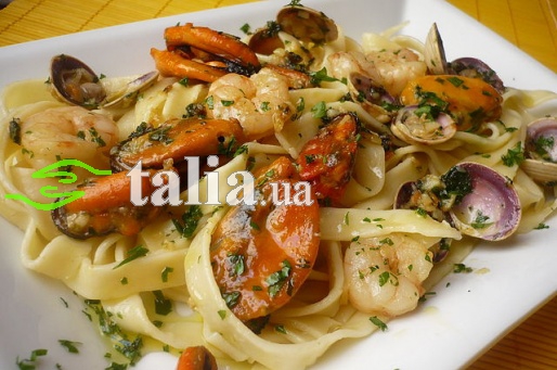 Рецепт. Фетучини с морепродуктами