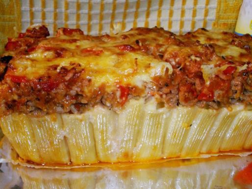Рецепт. Бабка. Запеканка из макарон с мясным фаршем