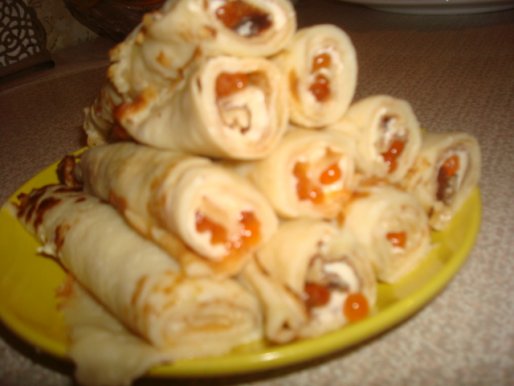 Рецепт. Блины с икрой (красной)