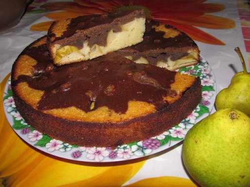 Рецепт. Пирог с грушами "Мраморный"