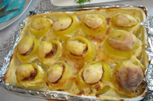 Рецепт. Фаршированный картофель с фаршем в фольге