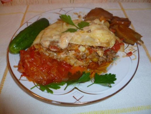 Рецепт. Лазанья с фаршем с соусом "Бешамель"