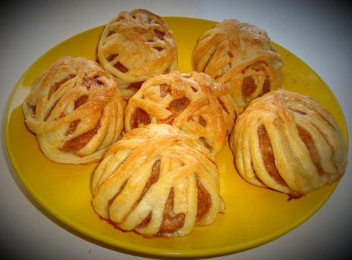 Рецепт. Мясные клубочки с рисом в тесте (мясо в тесте)
