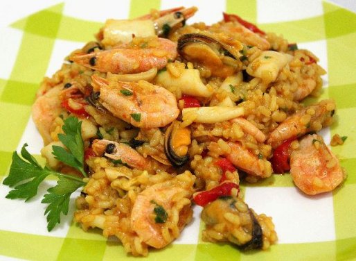 Рецепт. Ризотто с морепродуктами и болгарским перцем