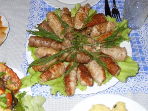 Рецепт. Мясные пальчики. Крученики с грибами свиные