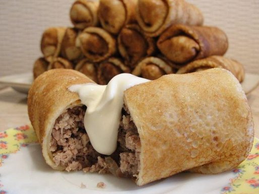 Рецепт. Блины с мясом