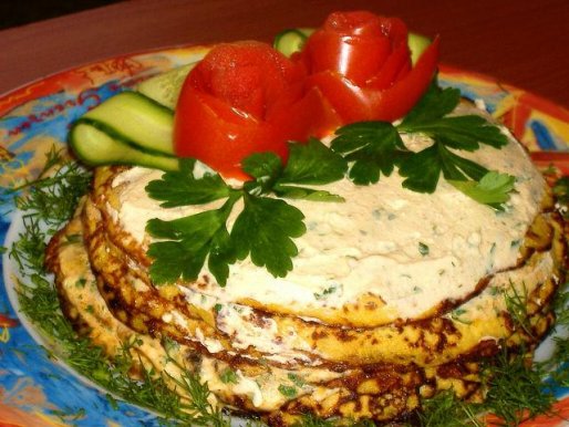 Рецепт. Блинный торт из тыквы