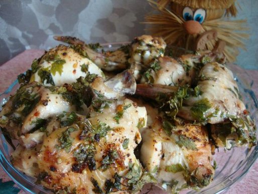 Рецепт. Курица в пиве с зеленью