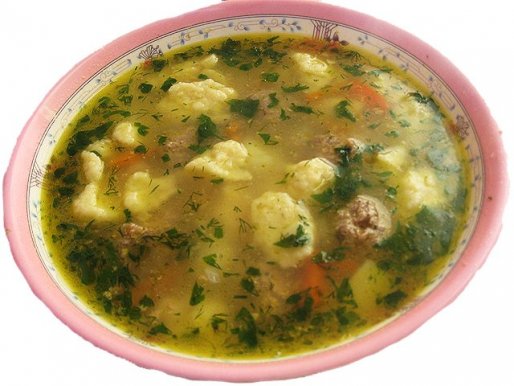 Рецепт. Суп с галушками (клецками)