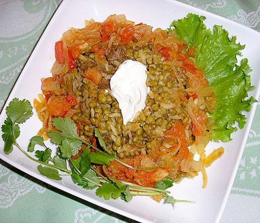 Рецепт. Гороховая каша с овощами и специями