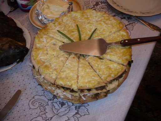 Рецепт. Торт из курицы с грибами