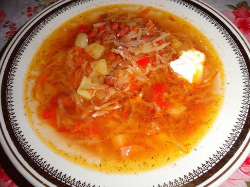 Рецепт. Постный борщ с фасолью