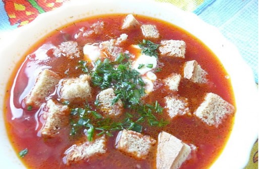 Рецепт. Борщ с сухариками