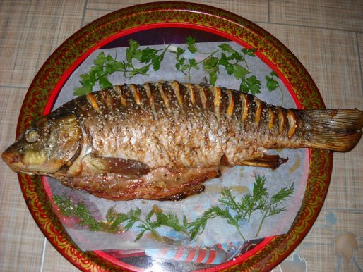 Рецепт. Запеченный карп (рыба в духовке)