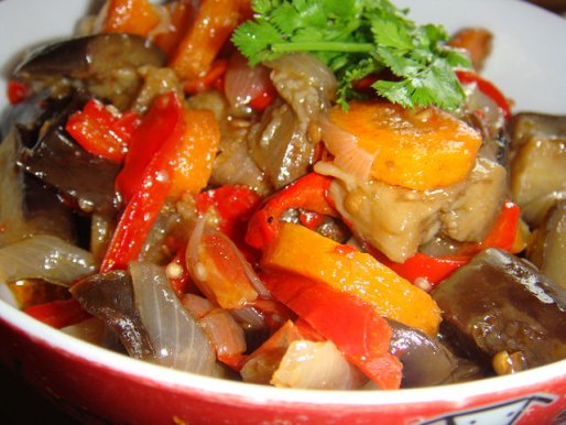 Рецепт. Соте из баклажанов с овощами