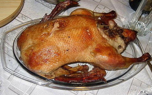 Рецепт. Утка фаршированная капустой и грибами