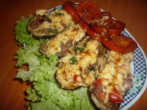 Рецепт. Запеченные баклажаны (лодочки)