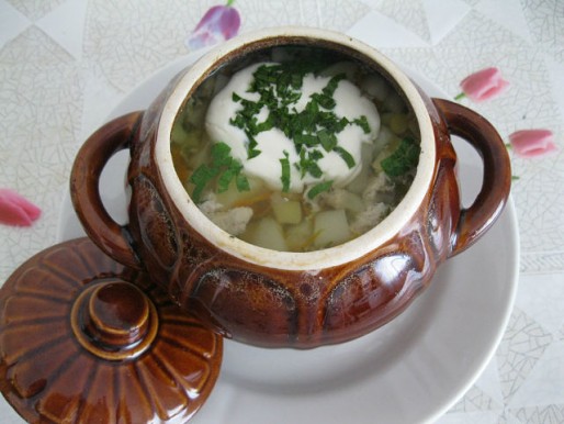 Рецепт. Суп в горшочках